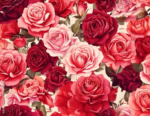 Valentines day concept background. Roses, gifts, romantic decorations. Place for text.