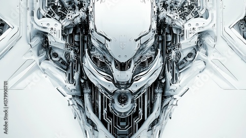 Cybernetic Skull Futuristic Mech Design