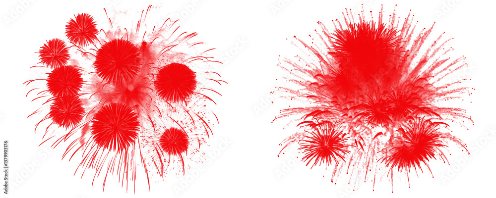 Beautiful Fireworks Display Isolated on A Transparent or White Background Beautiful Fireworks Display Isolated on A Transparent or White Background