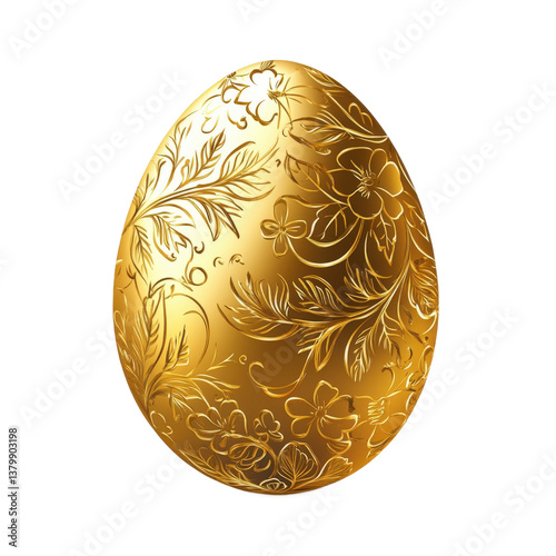 golden easter egg isolated, intricate design carved filigree