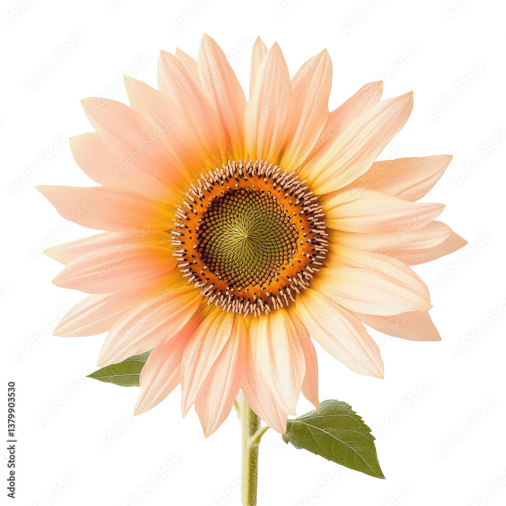Fototapeta premium Peach Pastel Sunflower on transparent background