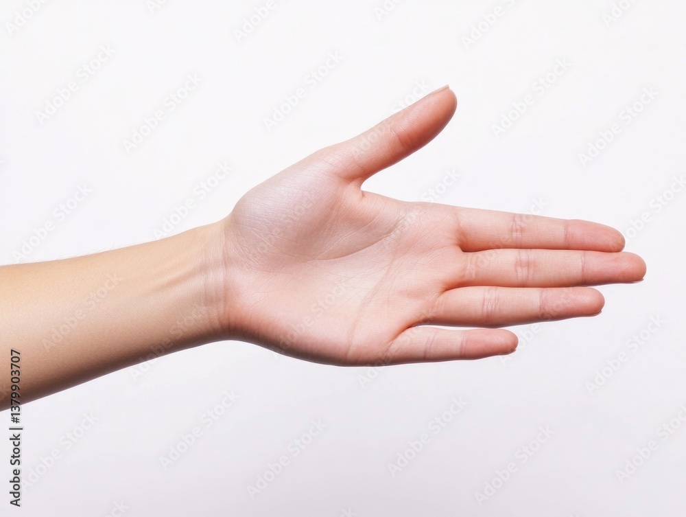 A hand is shown with the thumb and index finger extended. The hand is in a gesture of peace