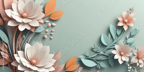 Green and white background with a flowery border