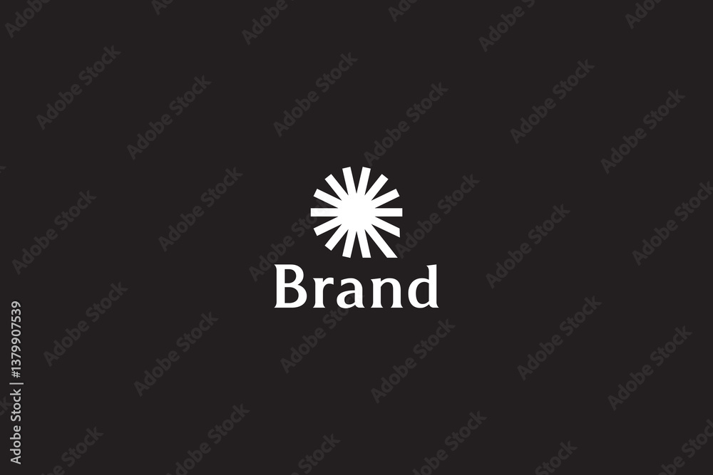 Obraz premium Sparkle Sun Letter Q Monogram, White Starburst Logo, Abstract Radial Pattern Design isolated with Black Background.