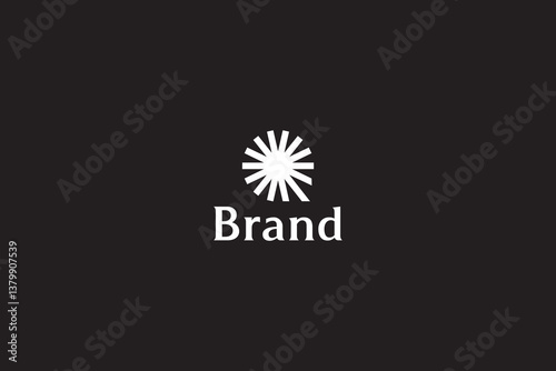 Sparkle Sun Letter Q Monogram, White Starburst Logo, Abstract Radial Pattern Design isolated with Black Background. 