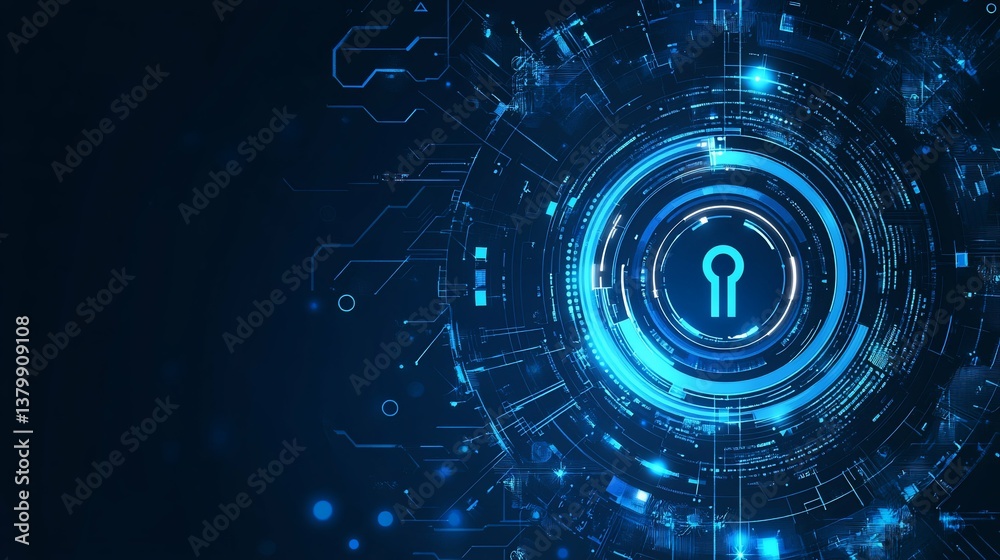 Fototapeta premium Cyber Security Digital Lock Circuitry