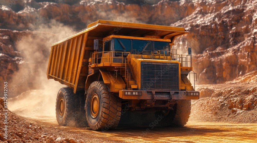 A Large Yellow Mining Dump Truck Is Shown Driving Forward A Large Yellow Mining Dump Truck Is Shown Driving Forward