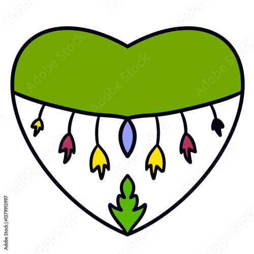 Sweet little heart. Doodle illustration in vector. Design of postcards and invitations.