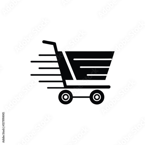 Fast Shopping Cart Icon Express Delivery, Quick Checkout, Speedy Purchase, Online Retail, E-commerce Speed
