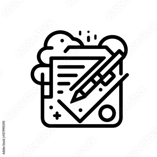 Document for signing with a pencil and decorative elements