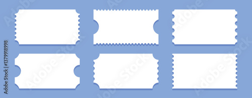 Various blank ticket designs in different shapes and sizes for creative use