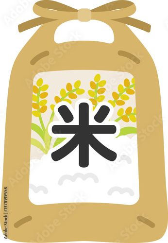 米袋に入った、お米のイラスト
