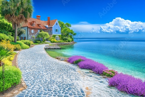 A stunning aerial view of Charleston historic district, with cobblestone streets and colorful antebellum homes