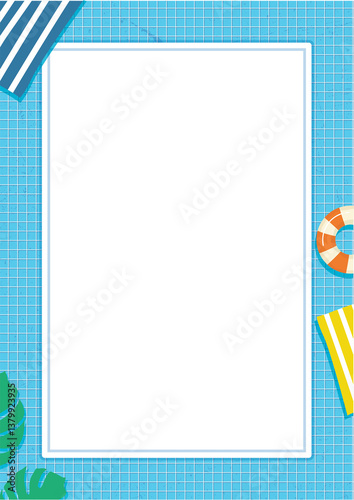 Summer background frame border design with beach accessories  