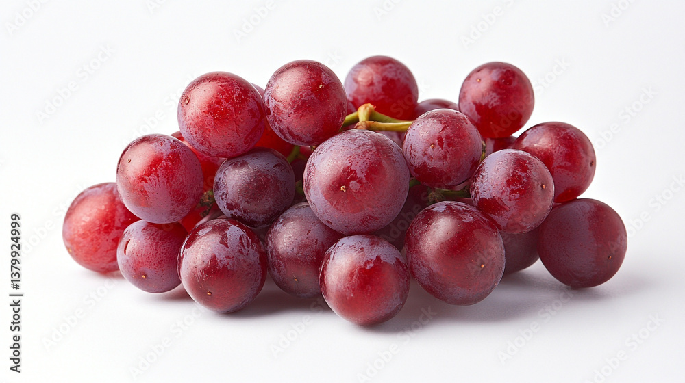 A bunch of fresh red grapes, isolated on a white background A bunch of fresh red grapes, isolated on a white background