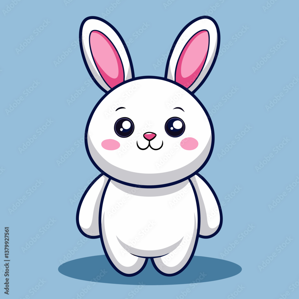 Obraz premium Cute Cartoon Bunny with Pink Ears Illustration