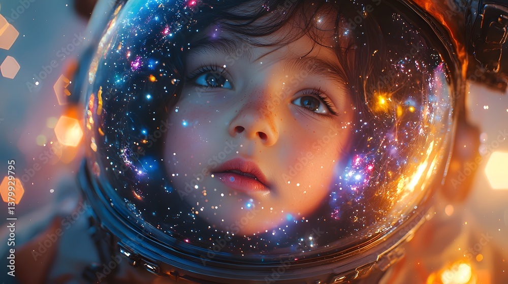 Child astronaut exploring the cosmic wonders of space Child astronaut exploring the cosmic wonders of space