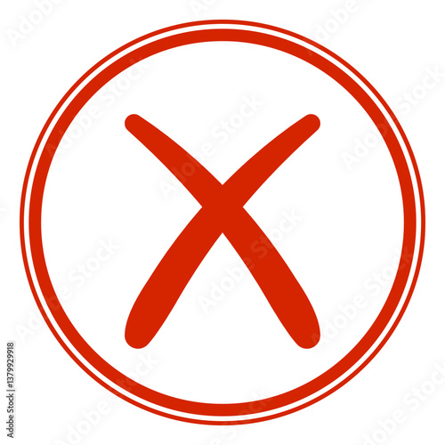 Bold red X icon in circle, cancel error warning sign