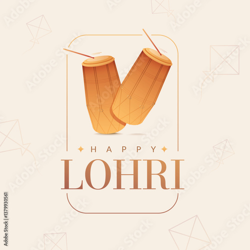Lohri, the religious Indian Punjabi festival. Lohri design elements with Happy Lohri typography