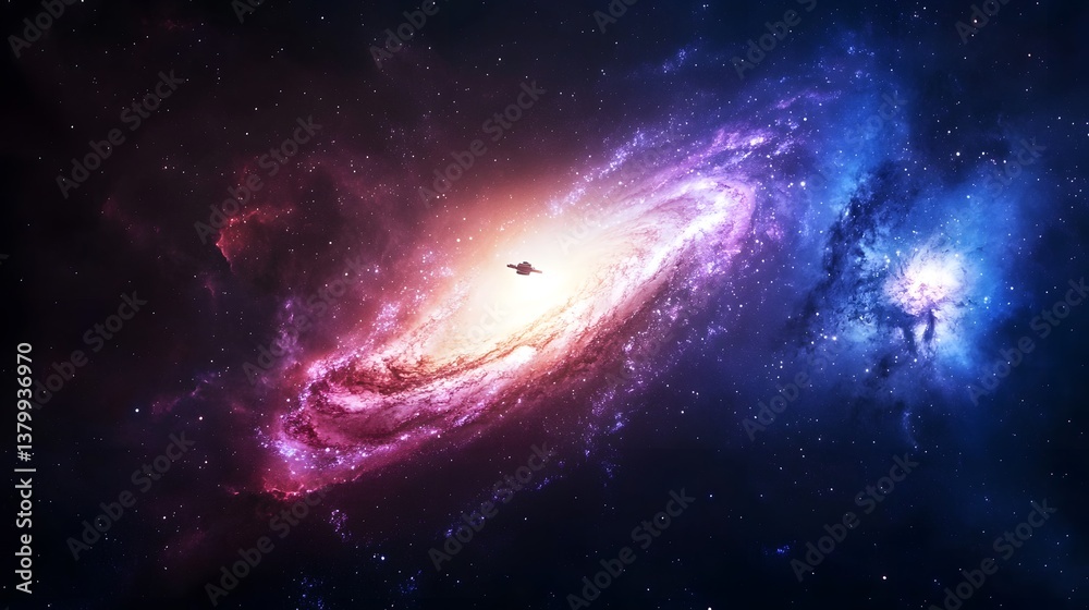 Fototapeta premium Cosmic spiral galaxy outer space digital art universe vastness