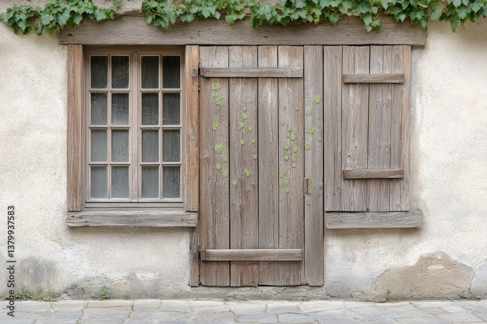 A weathered barn in the countryside with patches of pale green lichen growing on its wooden walls A weathered barn in the countryside with patches of pale green lichen growing on its wooden walls
