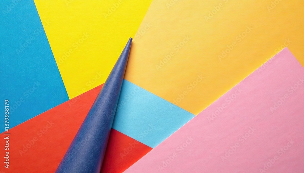 Obraz premium Colorful memphis geometry fashion paper background in yellow, blue, light blue, red, and pastel pink hues, blue, design