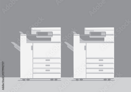 office copier machines for business purposee on grey background