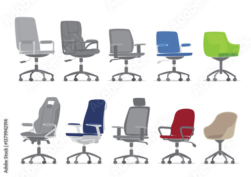 type of office chairs for business illustration as background or design elements
