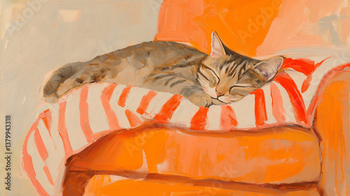 Cute cat lying on sofa