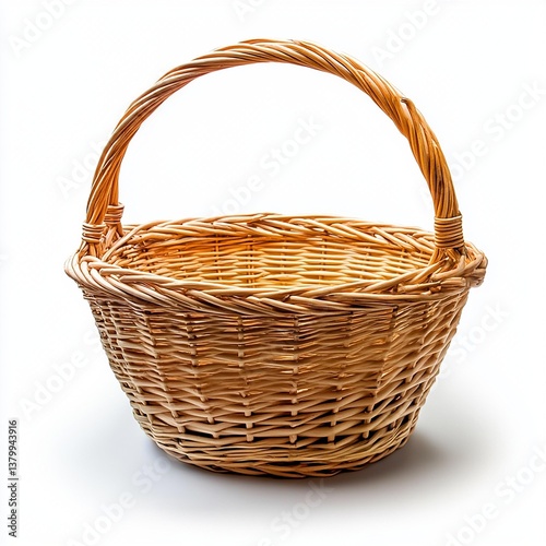 A classic woven basket ideal for carrying various items.