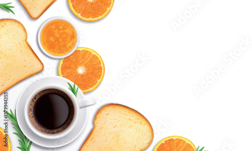 Breakfast Orange and Coffee Background