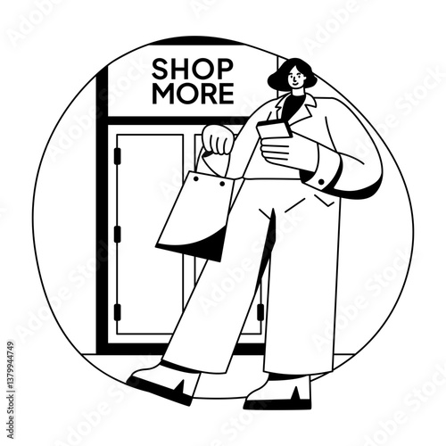 A glyph illustration of shopping character 