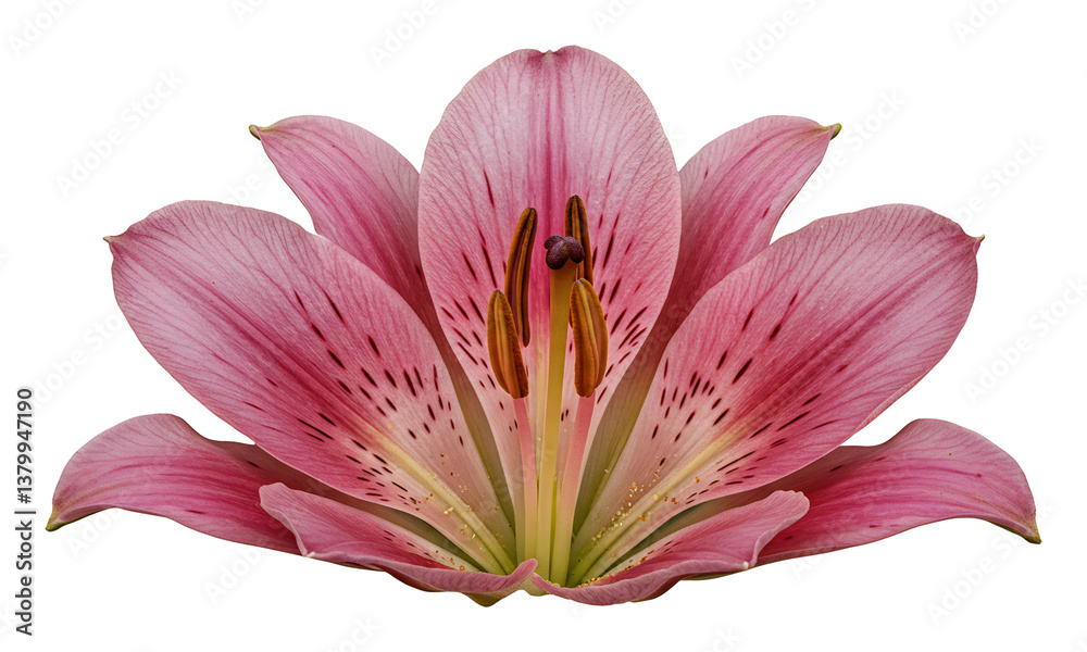 Naklejka premium 優美なピンクユリ開花写真