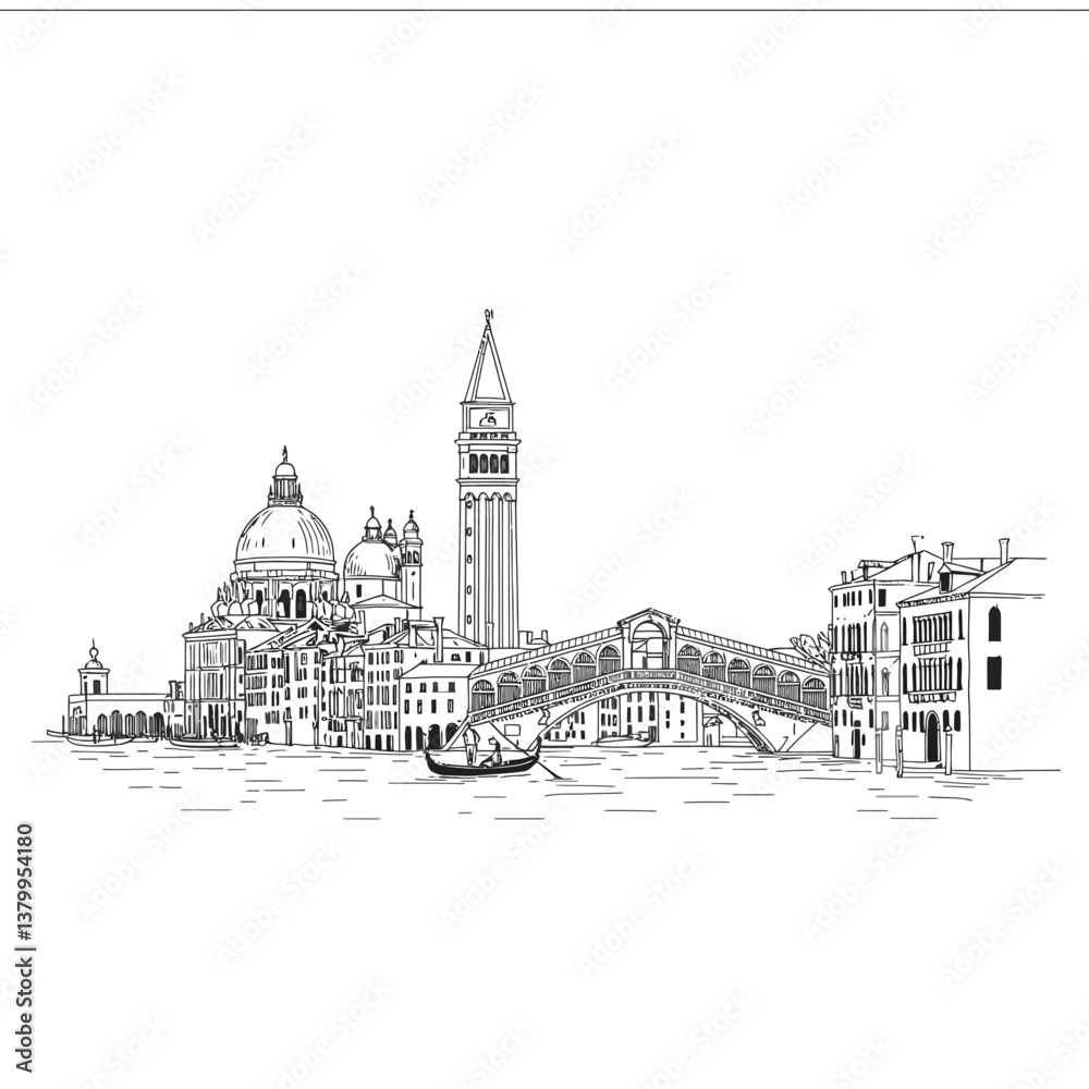 Fototapeta premium Venice Skyline Cityscape Vector Illustration