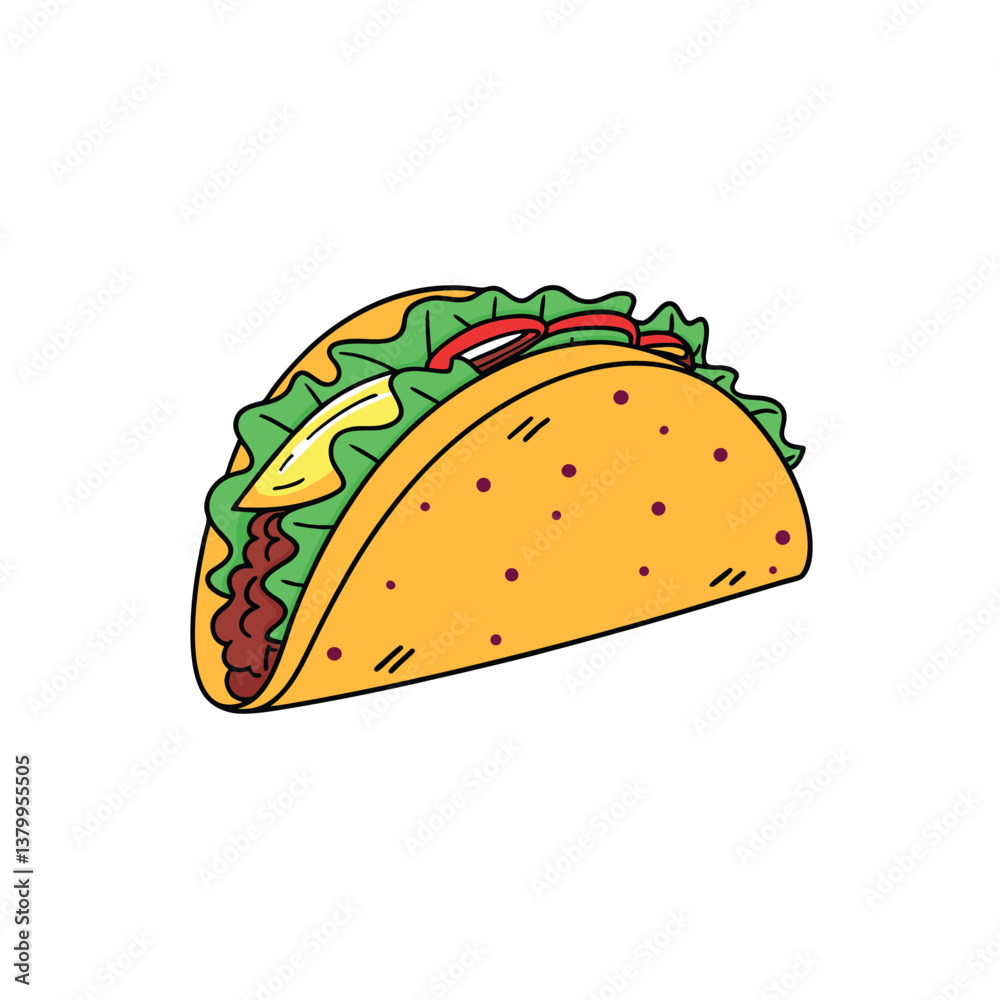 Taco vector illustration, isolated on a white background. Taco vector illustration, isolated on a white background.
