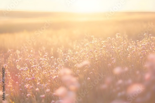 A Blurred View of a Soft Pink Rose Field with Subtle Details photo