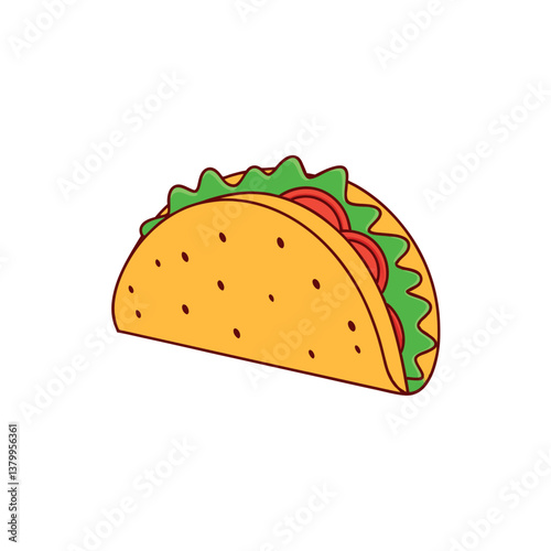 Taco vector illustration, isolated on a white background.