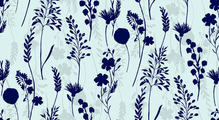 Acrylglasbilder Muster nach Farbe Blaue Blüten auf türkisem Textildesign  © Balaa