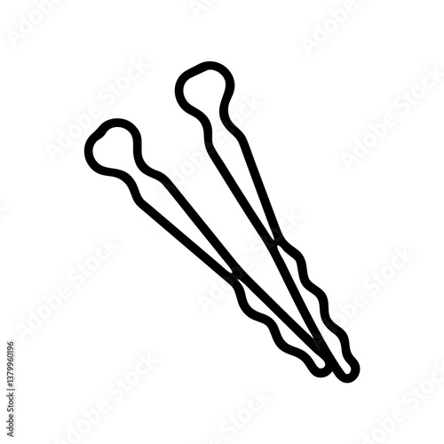 Hairpins - Simple Black Line Art on Clear Background  