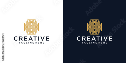 Abstract geometric ornament logo design template