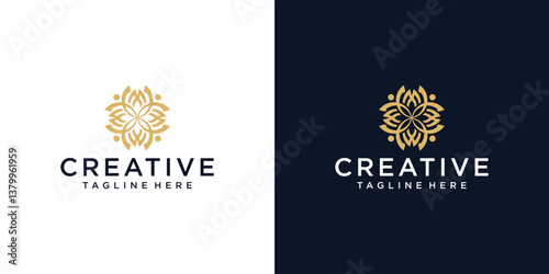 Creative community logo with abstract flower logo design template