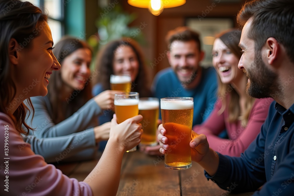 Virtual Beer Tasting Party: A Group of Friends Enjoying a Variety of Beers and Conversations on a Video Call Virtual Beer Tasting Party: A Group of Friends Enjoying a Variety of Beers and Conversations on a Video Call