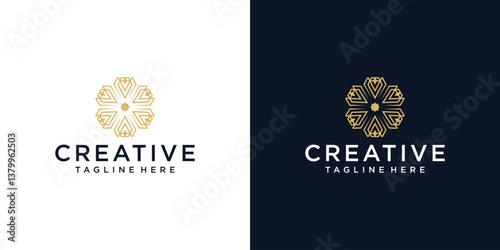 Creative luxury gold diamond with florallogo design template
