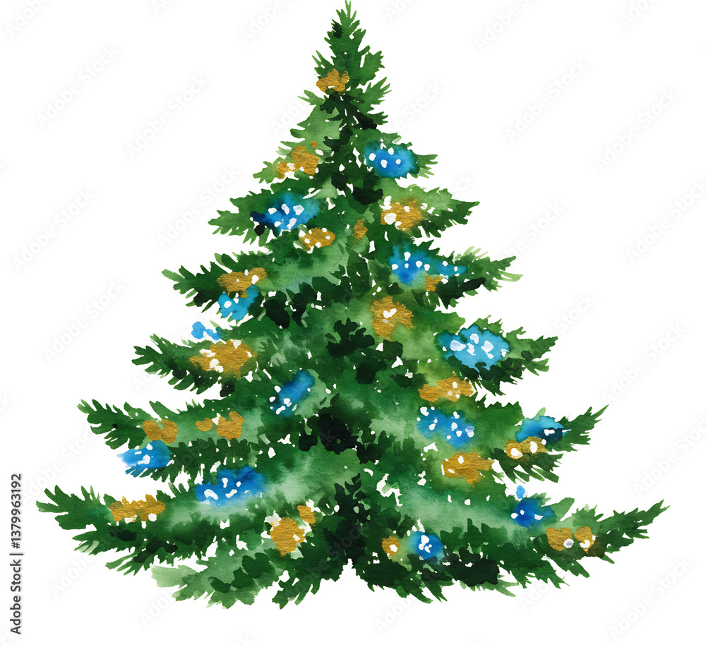 Fototapeta premium 水彩 輝くクリスマスツリー