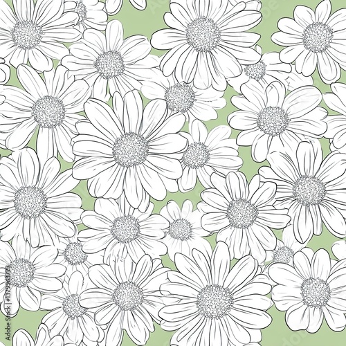 Wallpaper Mural Cute floral background vector, white daisy flower print, wallpaper with hand drawn doodles, seamless repeat pattern HD 8K mockup wallpaper Photographic Image
 Torontodigital.ca