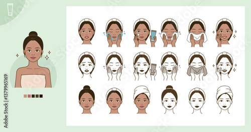 Cosmetic skin care routine_washing, cleansing face_South Asian woman(girl)