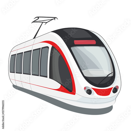 Modern train on a white background 