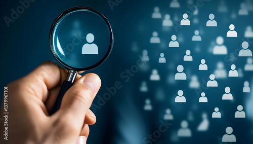 The appropriate magnifying glass, human resources, stock photo