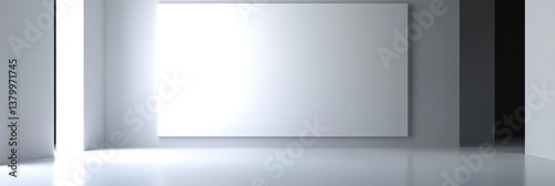 Presentation screen on clean white stage ready for business conference or seminar activities