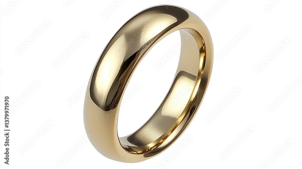 Elegant Gold Ring Isolated on White Background for Jewelry Concepts